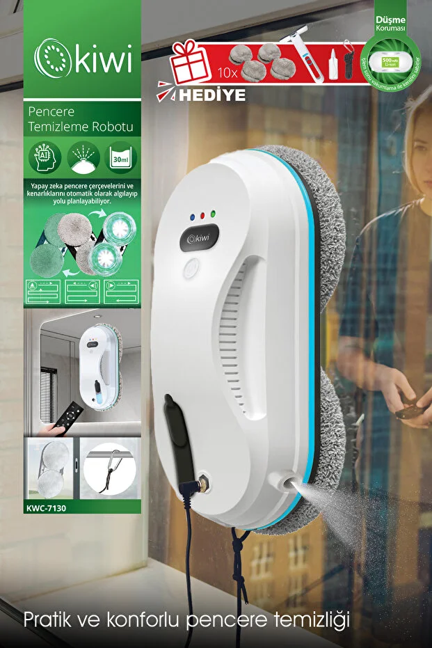 Kwc-7130 Uzaktan Kumandalı Sıvı Püskürtmeli Cam Silme Robotu